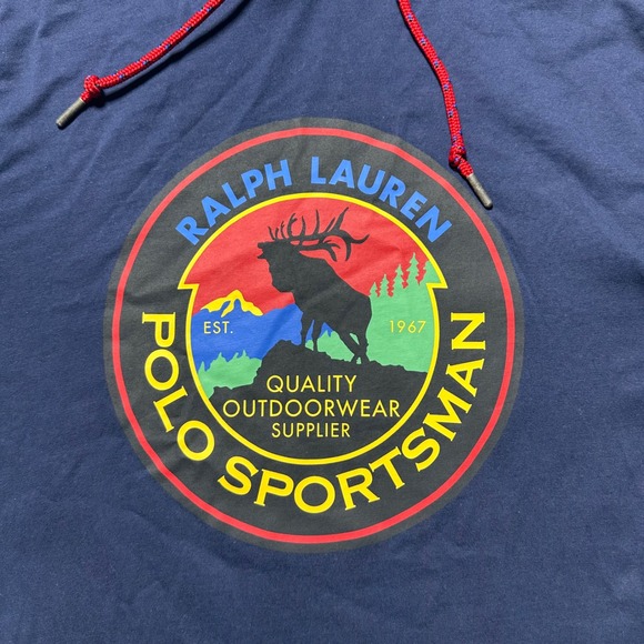 Polo Ralph Lauren Sportsman Hooded Long Sleeve Graphic Pullover Mens Small - Picture 4 of 7